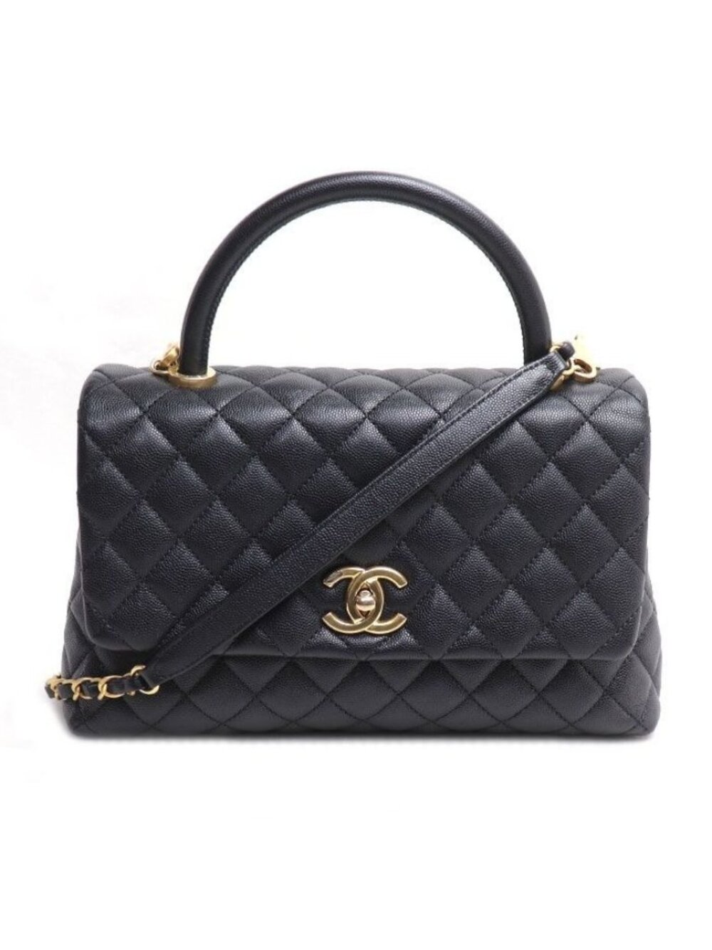 Chanel Coco Handle 29 2-Way Shoulder Bag Black Caviar Leather